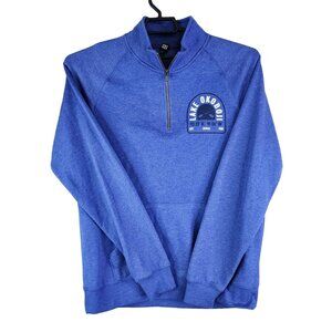 Mens District Blue Pullover 1/4 Zip Sweatshirt Mock Neck Long Sleeve Size L